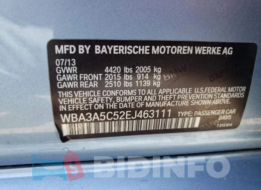 WBA3A5C52EJ463111 Photo# 12