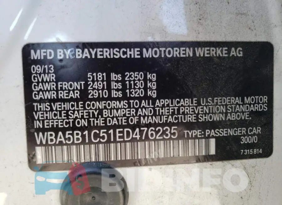 WBA5B1C51ED476235 Photo# 12