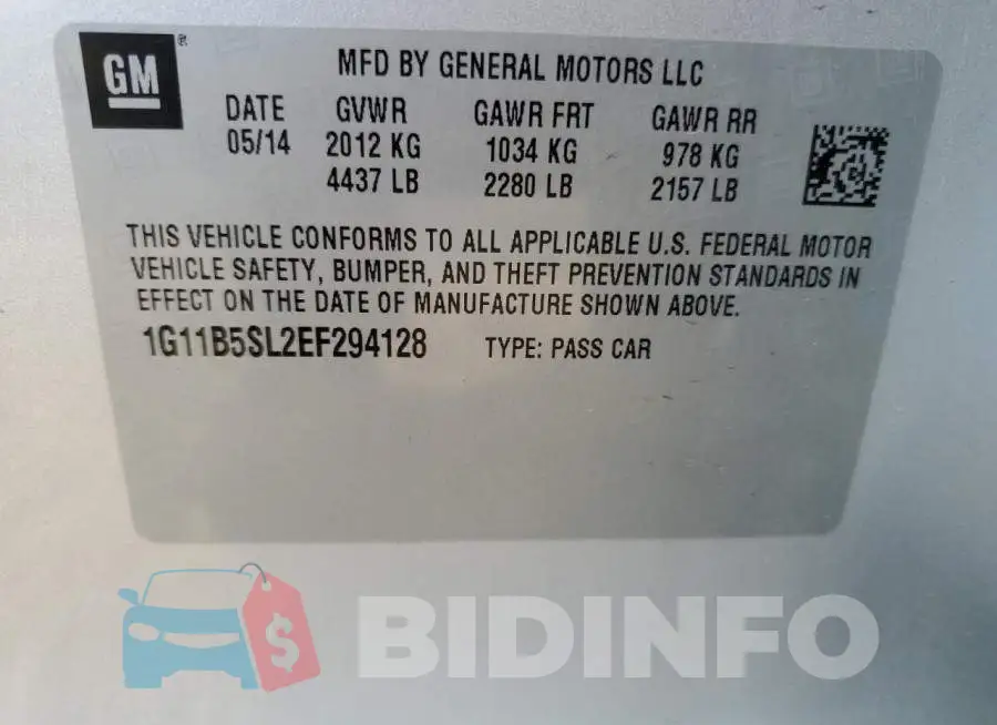 1G11B5SL2EF294128 Photo# 13