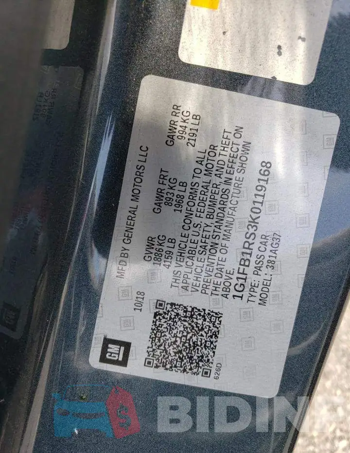 1G1FB1RS3K0119168 Photo# 13