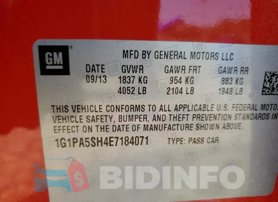 1G1PA5SH4E7184071 Photo# 12
