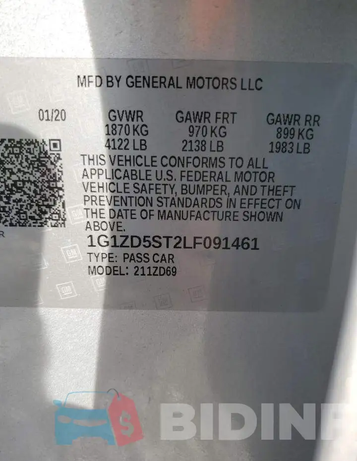 1G1ZD5ST2LF091461 Photo# 12