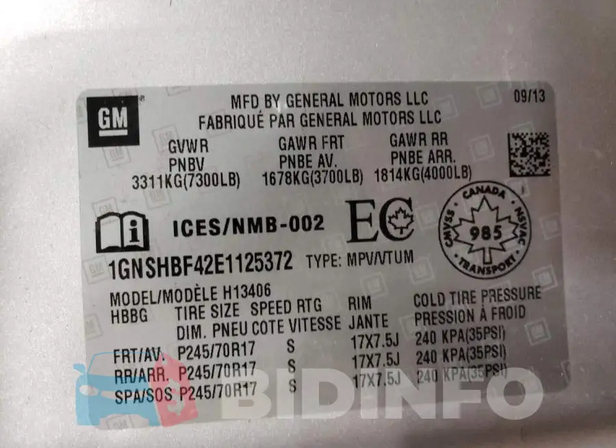 1GNSHBF42E1125372 Photo# 14