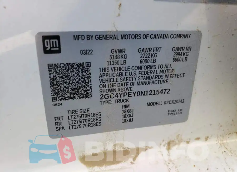 2GC4YPEY0N1215472 Photo# 12