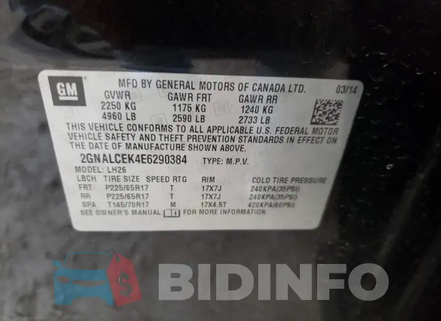 2GNALCEK4E6290384 Photo# 13