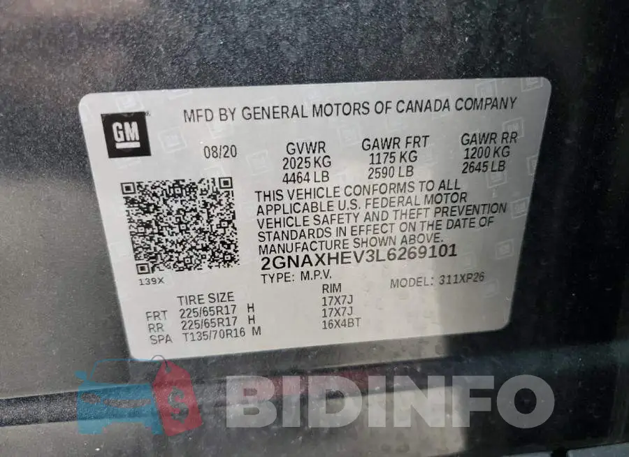 2GNAXHEV3L6269101 Photo# 13