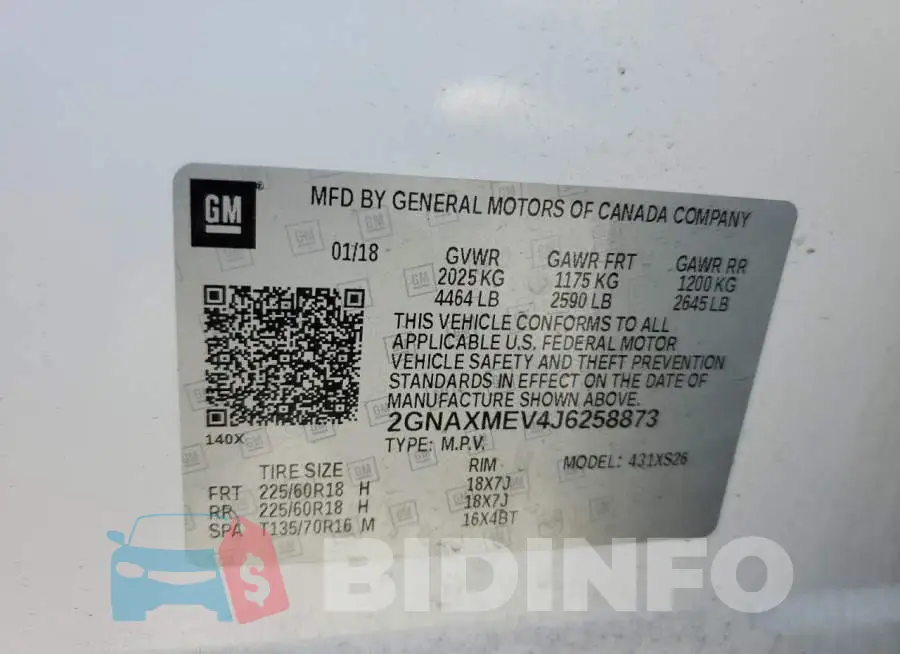 2GNAXMEV4J6258873 Photo# 13