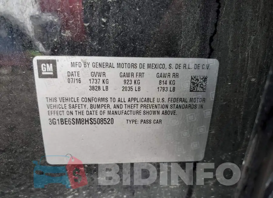 3G1BE6SM8HS508520 Photo# 13