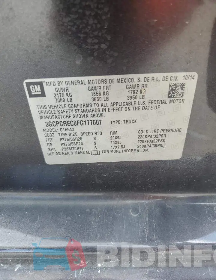3GCPCREC8FG177607 Photo# 13