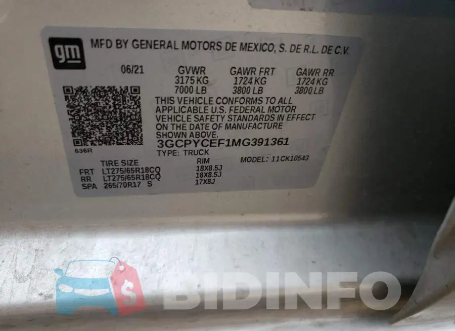 3GCPYCEF1MG391361 Photo# 12