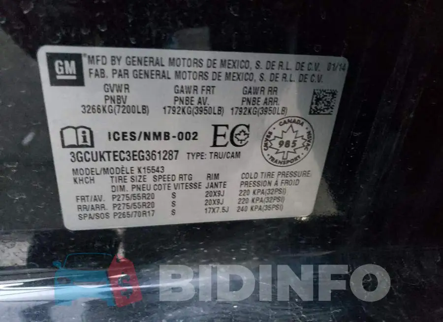 3GCUKTEC3EG361287 Photo# 13