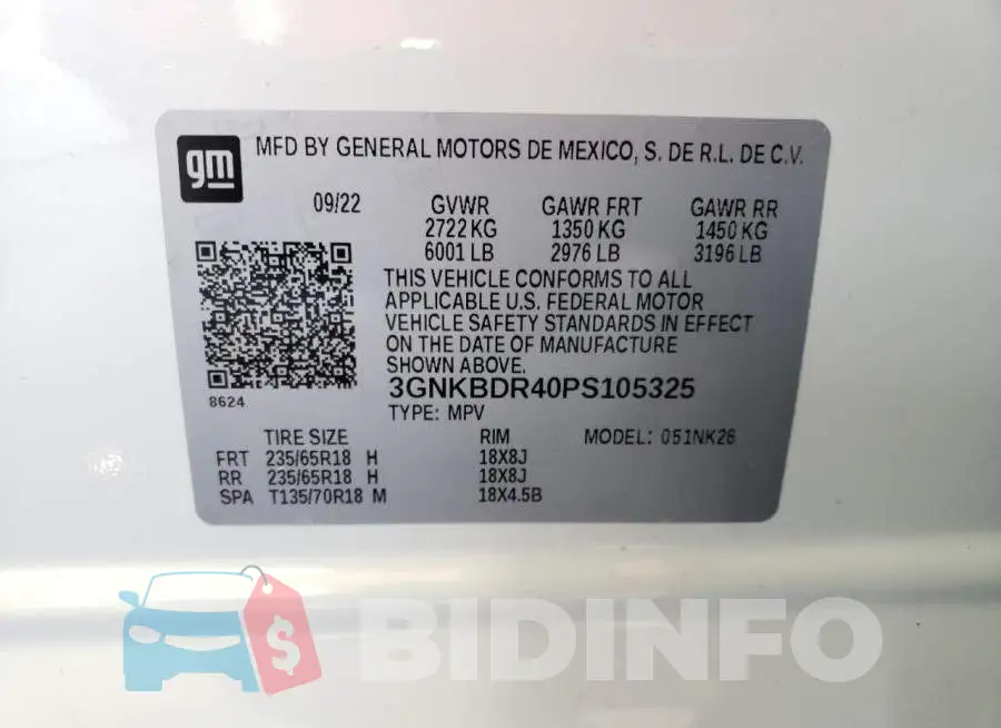 3GNKBDR40PS105325 Photo# 13