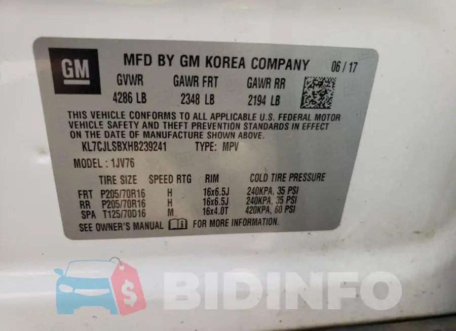 KL7CJLSBXHB239241 Photo# 12