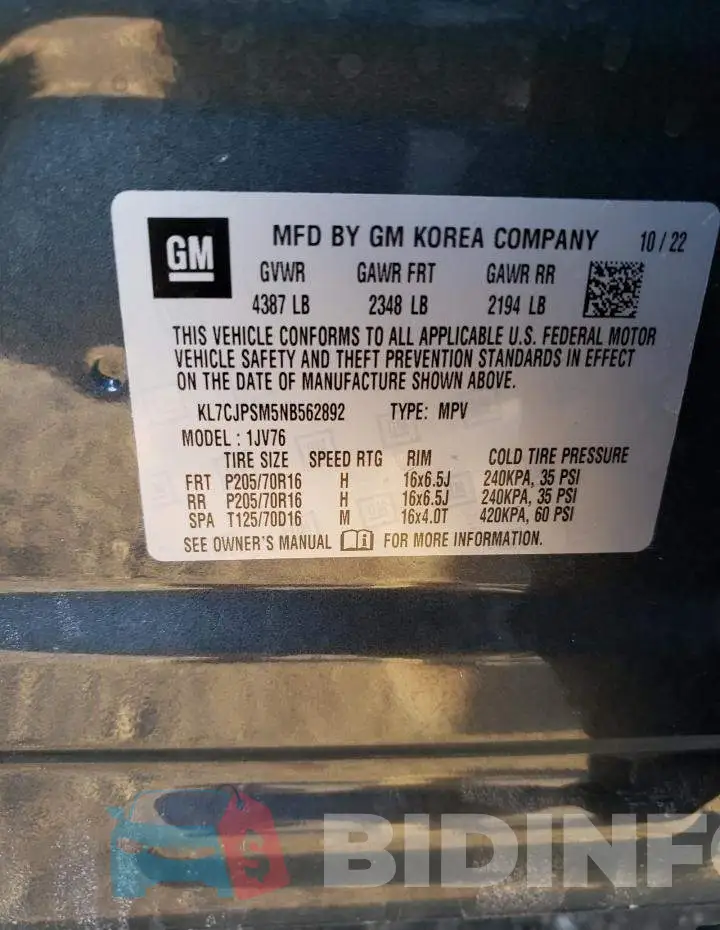 KL7CJPSM5NB562892 Photo# 12