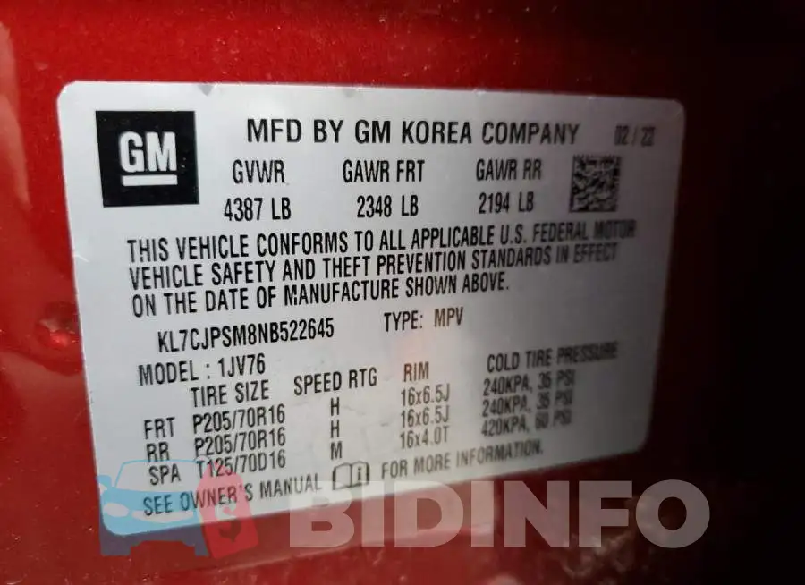 KL7CJPSM8NB522645 Photo# 13