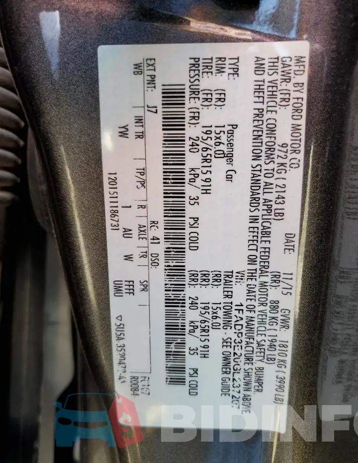 1FADP3E20GL237207 Photo# 13