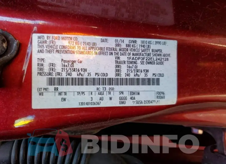 1FADP3F22EL242128 Photo# 12