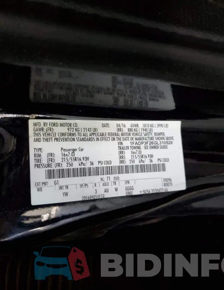 1FADP3F26GL310529 Photo# 13
