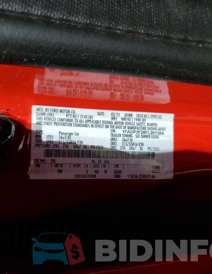 1FADP3F28FL261364 Photo# 13