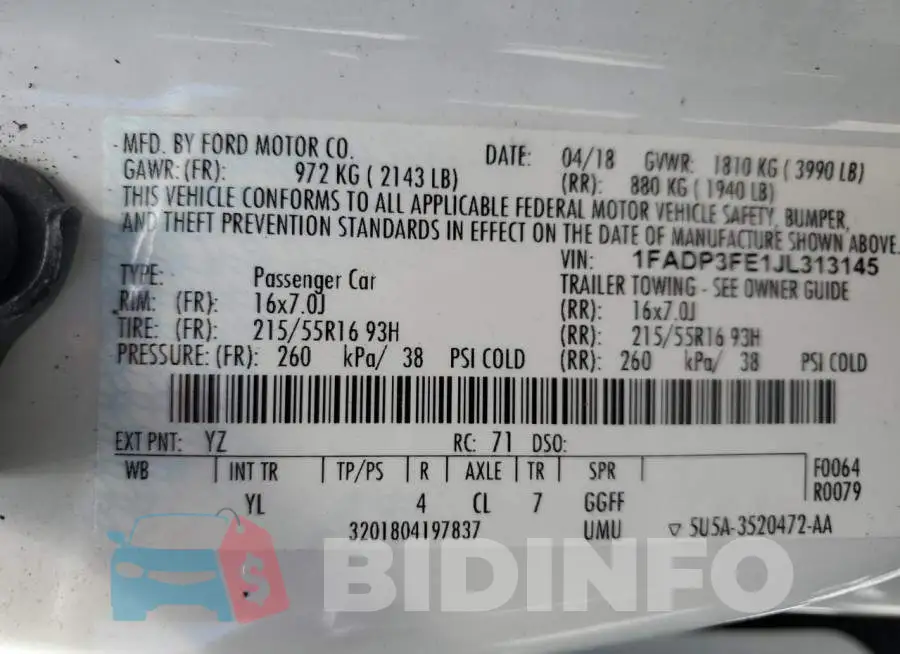 1FADP3FE1JL313145 Photo# 12