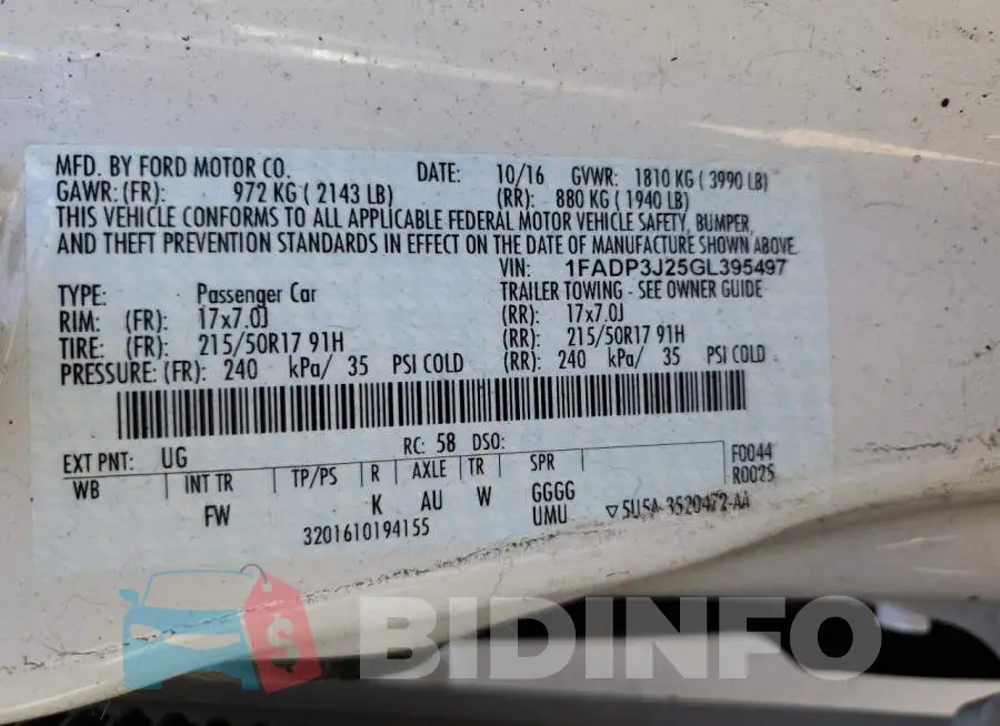 1FADP3J25GL395497 Photo# 12