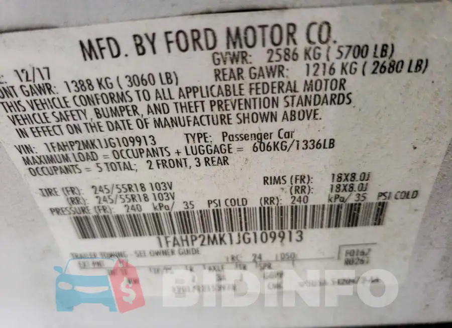 1FAHP2MK1JG109913 Photo# 12