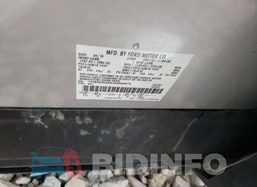 1FM5K8D86JGB69975 Photo# 14