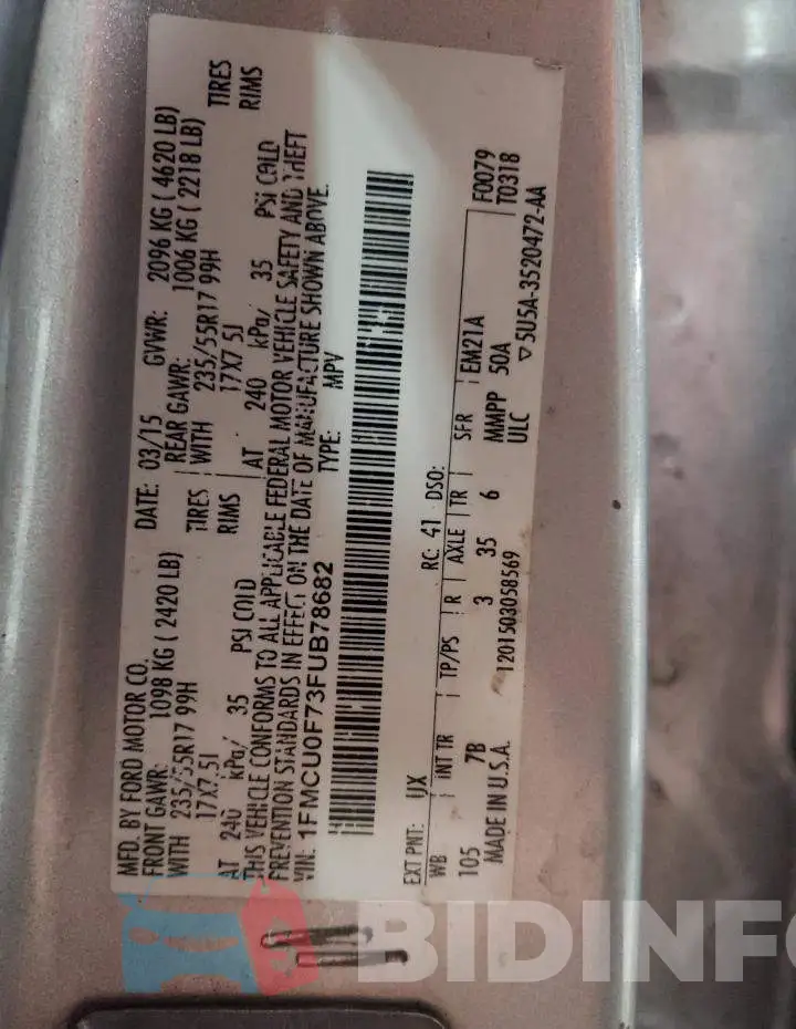 1FMCU0F73FUB78682 Photo# 13