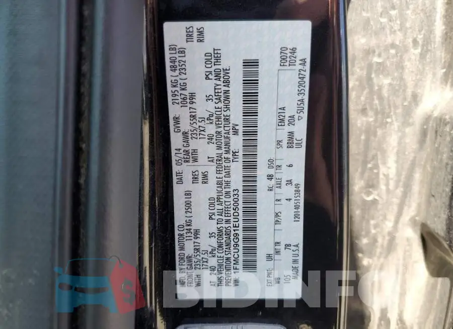 1FMCU9G91EUD50033 Photo# 14