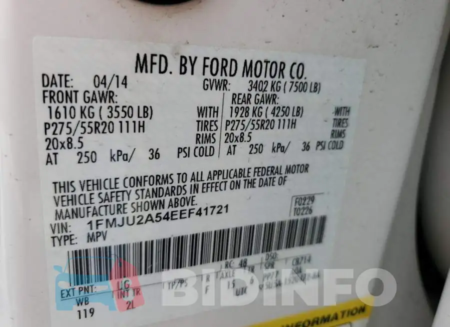1FMJU2A54EEF41721 Photo# 14