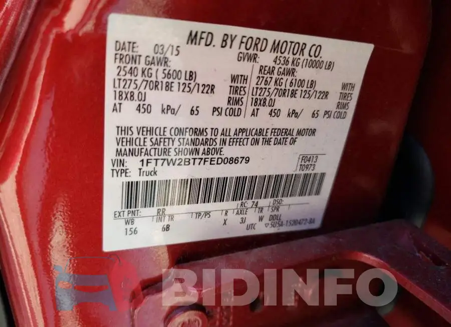 1FT7W2BT7FED08679 Photo# 12