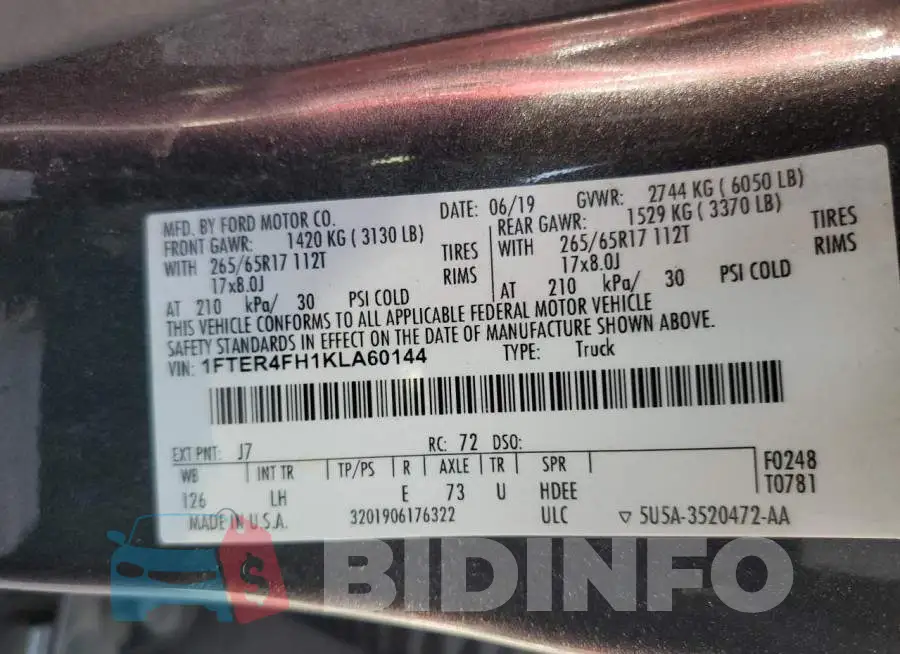 1FTER4FH1KLA60144 Photo# 12