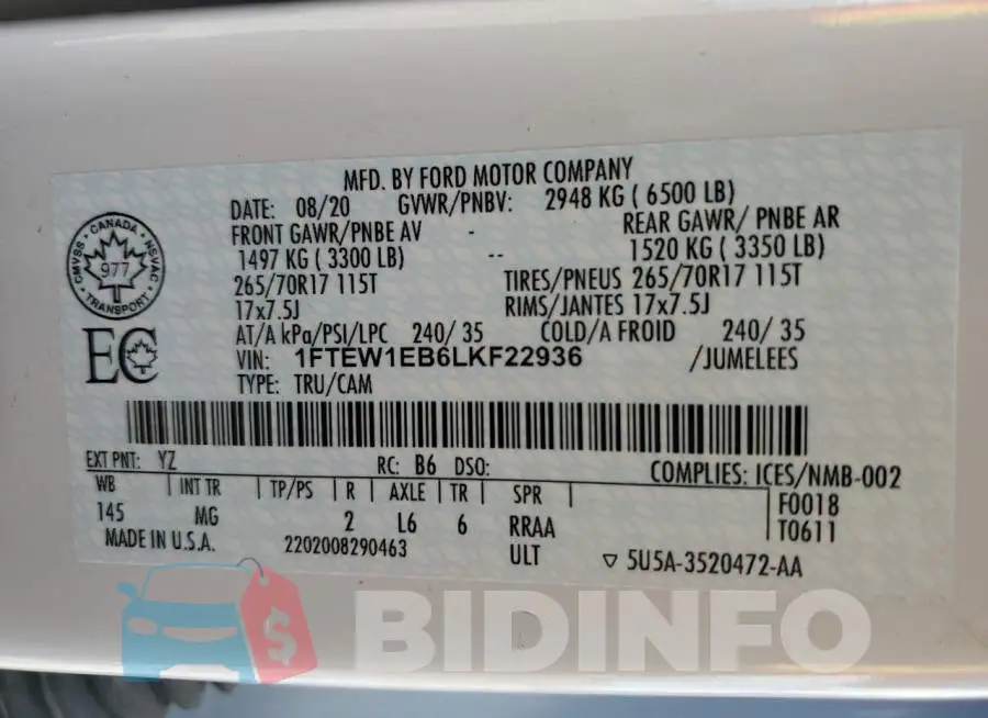 1FTEW1EB6LKF22936 Photo# 13