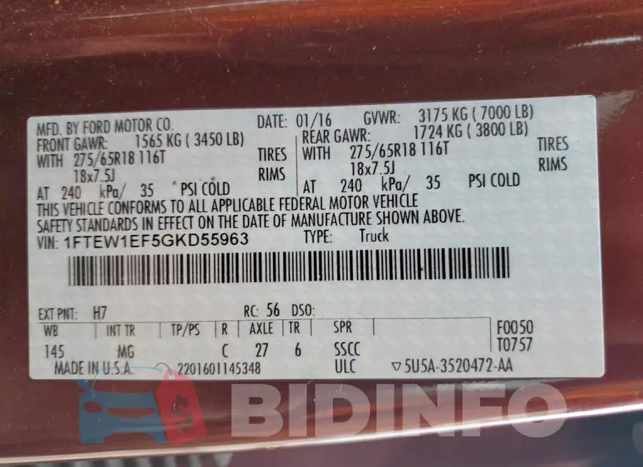 1FTEW1EF5GKD55963 Photo# 12