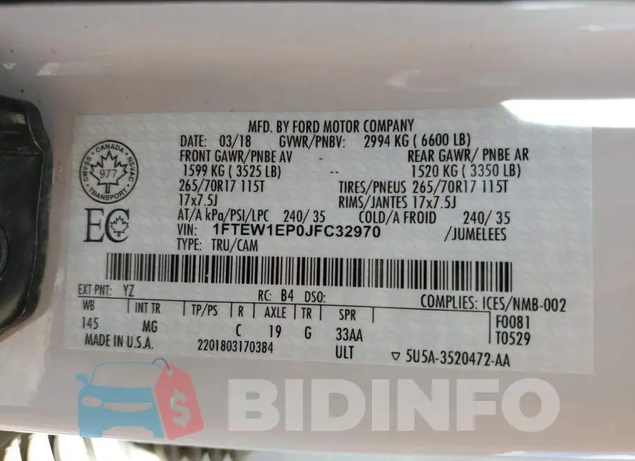 1FTEW1EP0JFC32970 Photo# 12