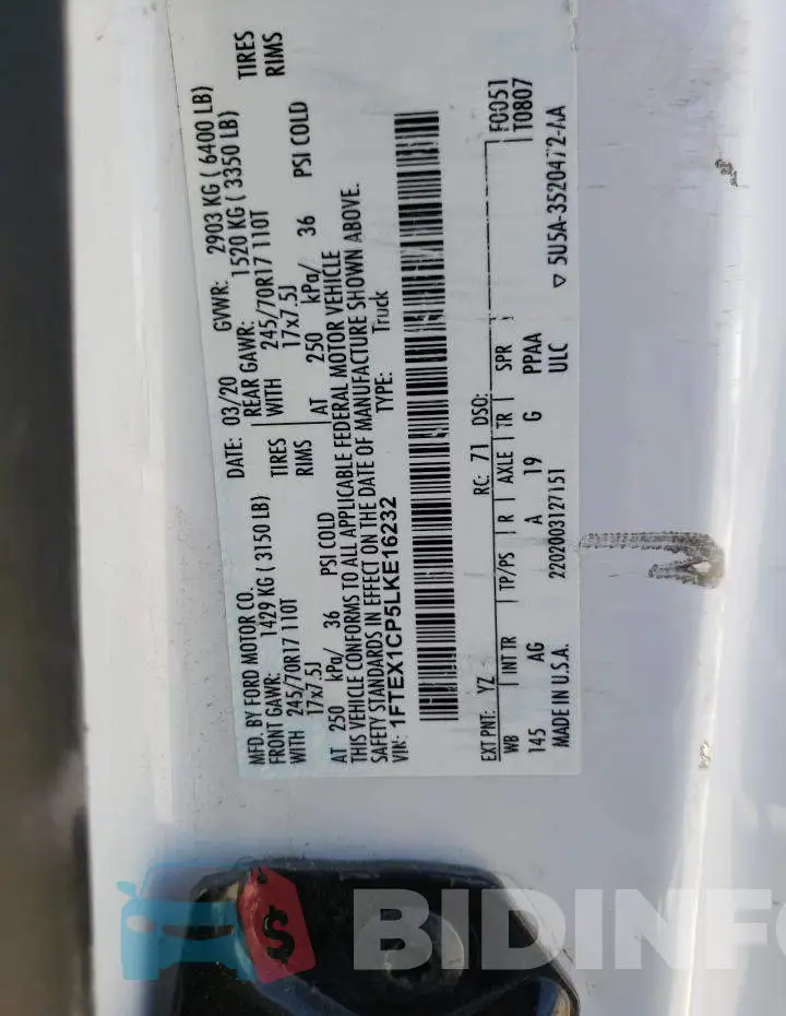 1FTEX1CP5LKE16232 Photo# 12