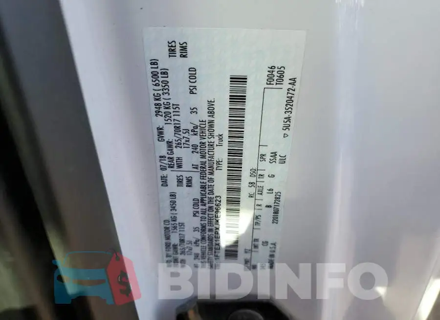 1FTEX1EPXJKE96623 Photo# 13