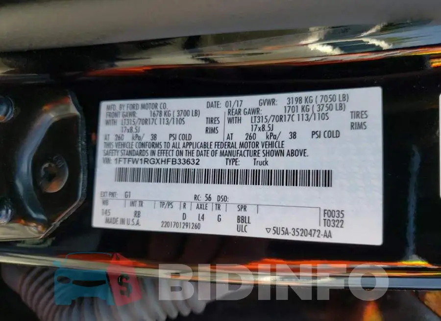 1FTFW1RGXHFB33632 Photo# 12