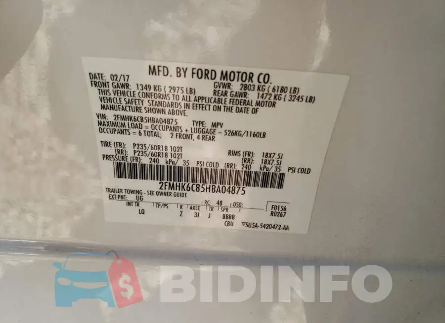 2FMHK6C85HBA04875 Photo# 14