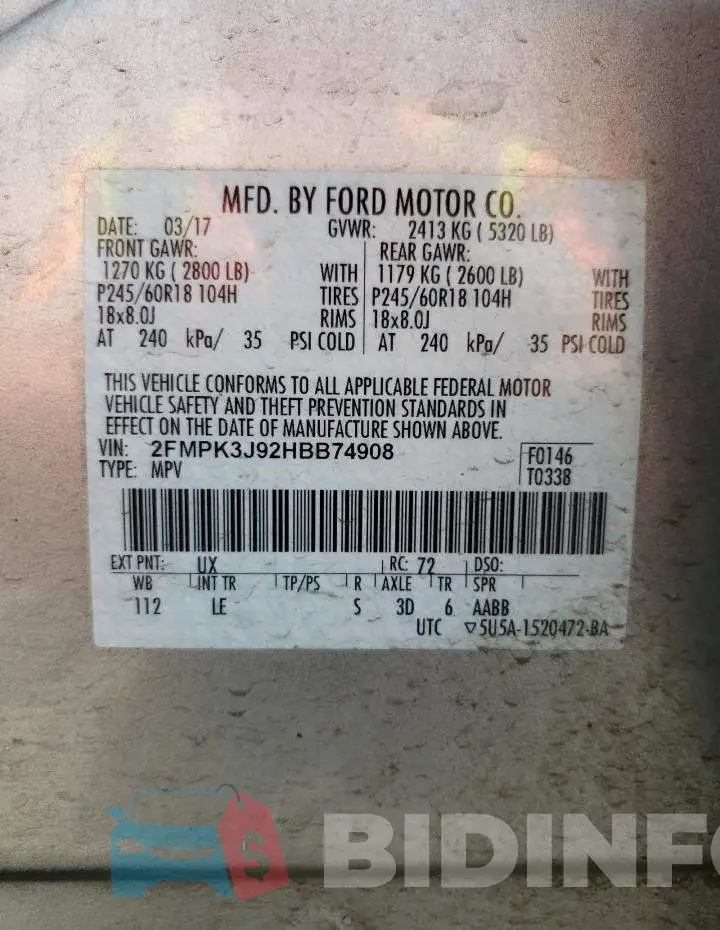 2FMPK3J92HBB74908 Photo# 13