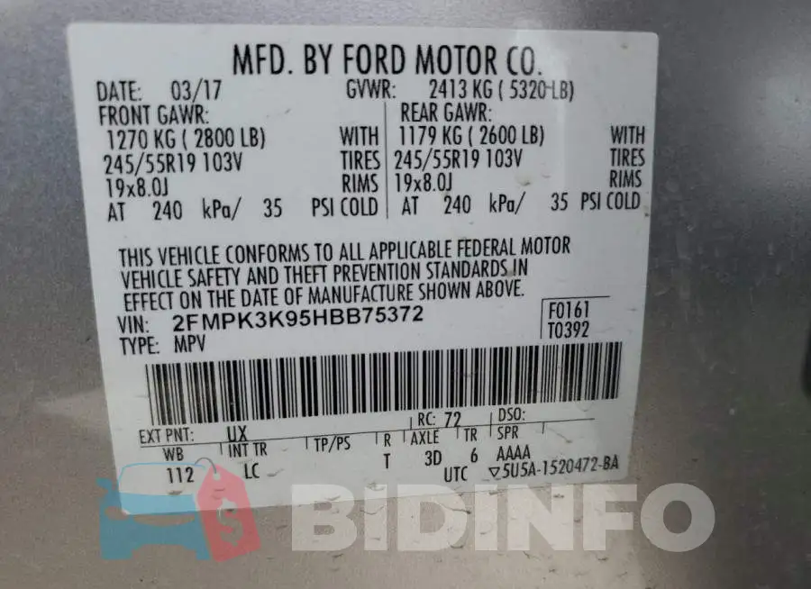 2FMPK3K95HBB75372 Photo# 13