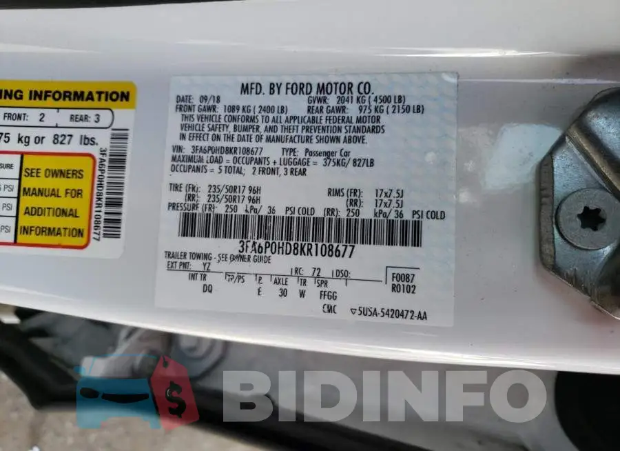 3FA6P0HD8KR108677 Photo# 12
