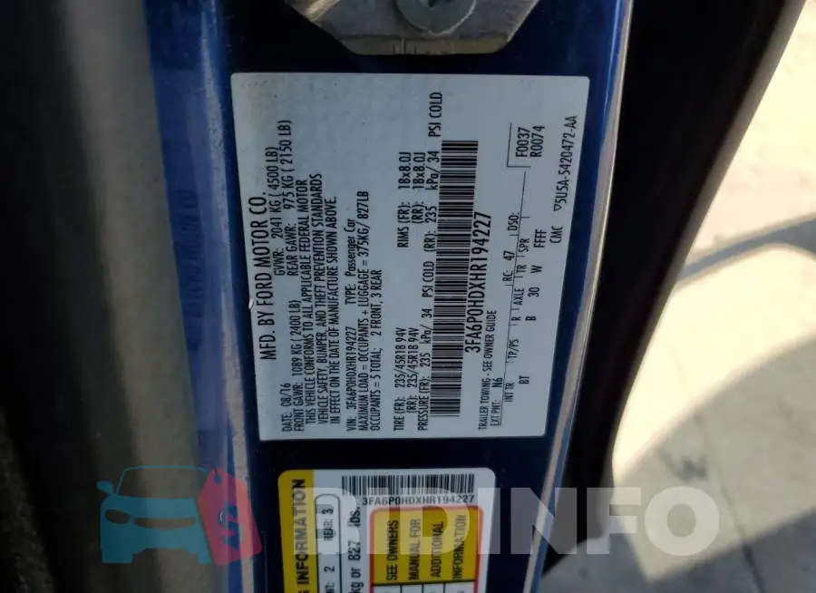 3FA6P0HDXHR194227 Photo# 12