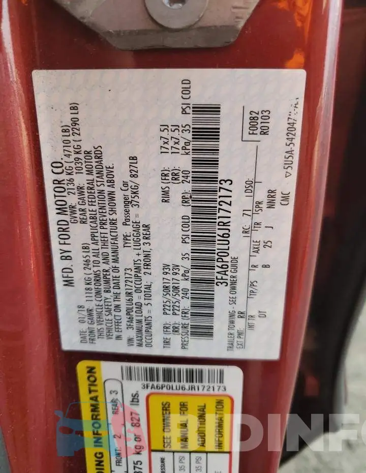3FA6P0LU6JR172173 Photo# 12