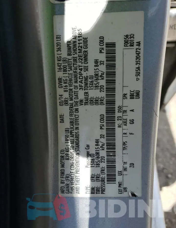 3FADP4TJ2EM211185 Photo# 12