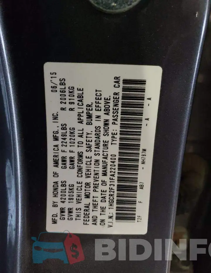 1HGCR2F31FA220400 Photo# 12