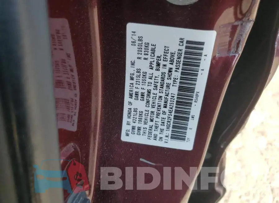 1HGCR2F54EA250247 Photo# 12