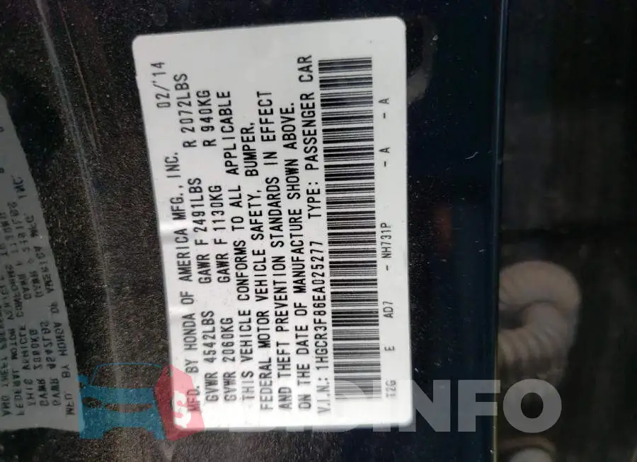 1HGCR3F86EA025277 Photo# 12