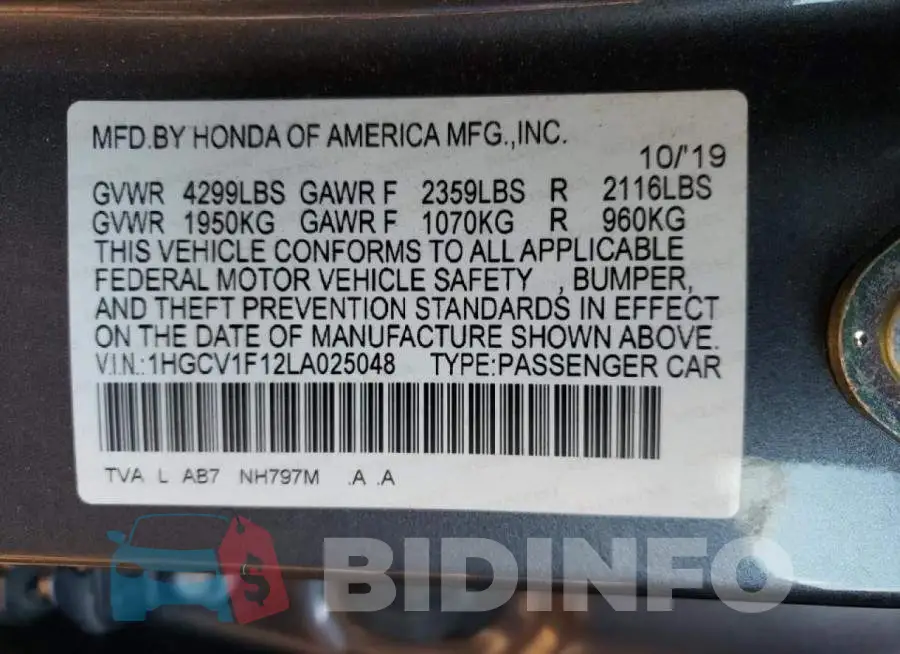 1HGCV1F12LA025048 Photo# 12