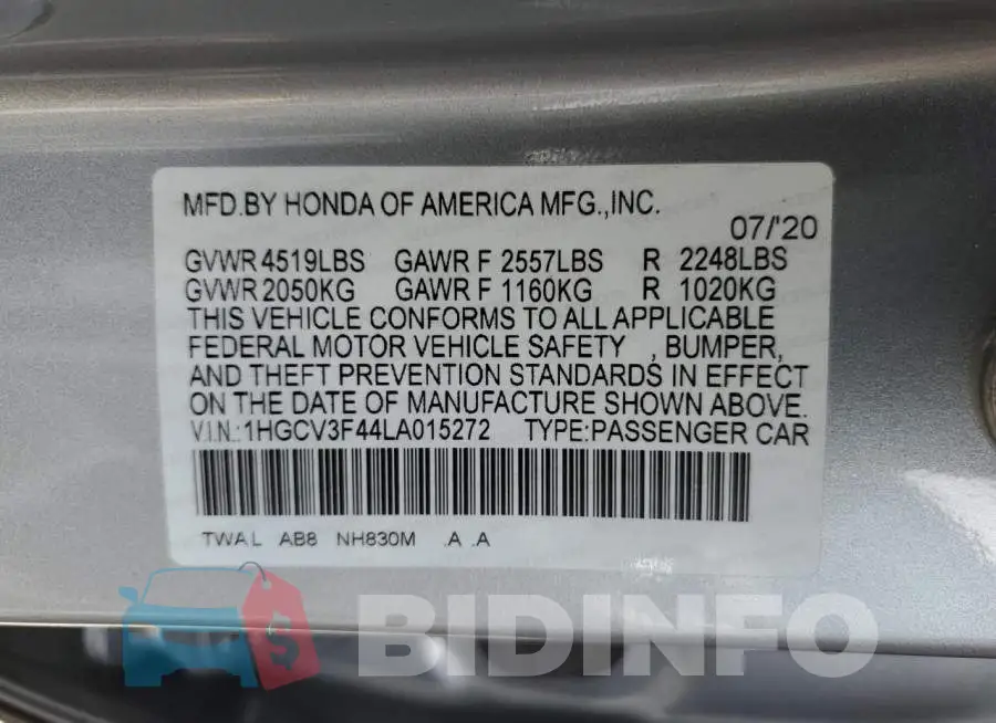 1HGCV3F44LA015272 Photo# 12